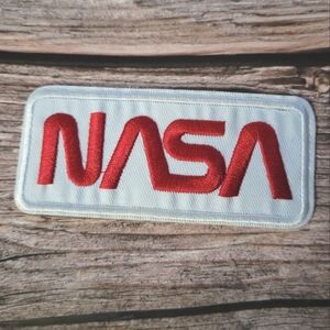 White Red Nasa Space Program Retro Style 90s Iron On Patch